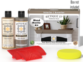 Retique It® Weathered Wood fireplace mantel wood finish kit with stains, showing a weathered wood look on a mantel.