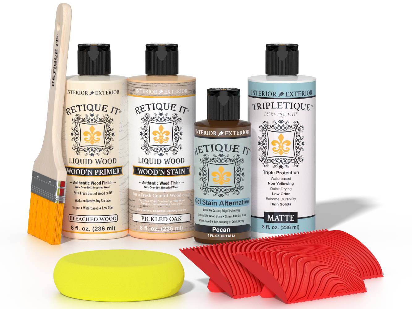 White Oak Wood'n Finish Kit by Retique It® for interior top coat application on wood surfaces.
