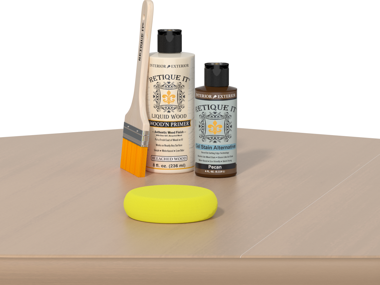 Retique It® White Oak kit products on a wood surface.