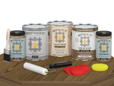 Retique It Wood'n Kit with four barn wood exterior topcoat finish bottles, matte finish, for multi-purpose wood projects.