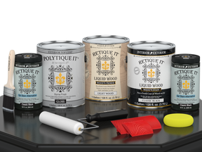 Multi-purpose Wood'n Kit by Retique It in classic black with gloss finish, includes four large exterior top coat wood finish kits.
