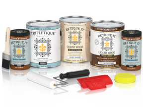 Retique It® Wood'n Cabinet Kit in Vintage Cherry stain, includes 48 grained cabinet doors with a glossy finish