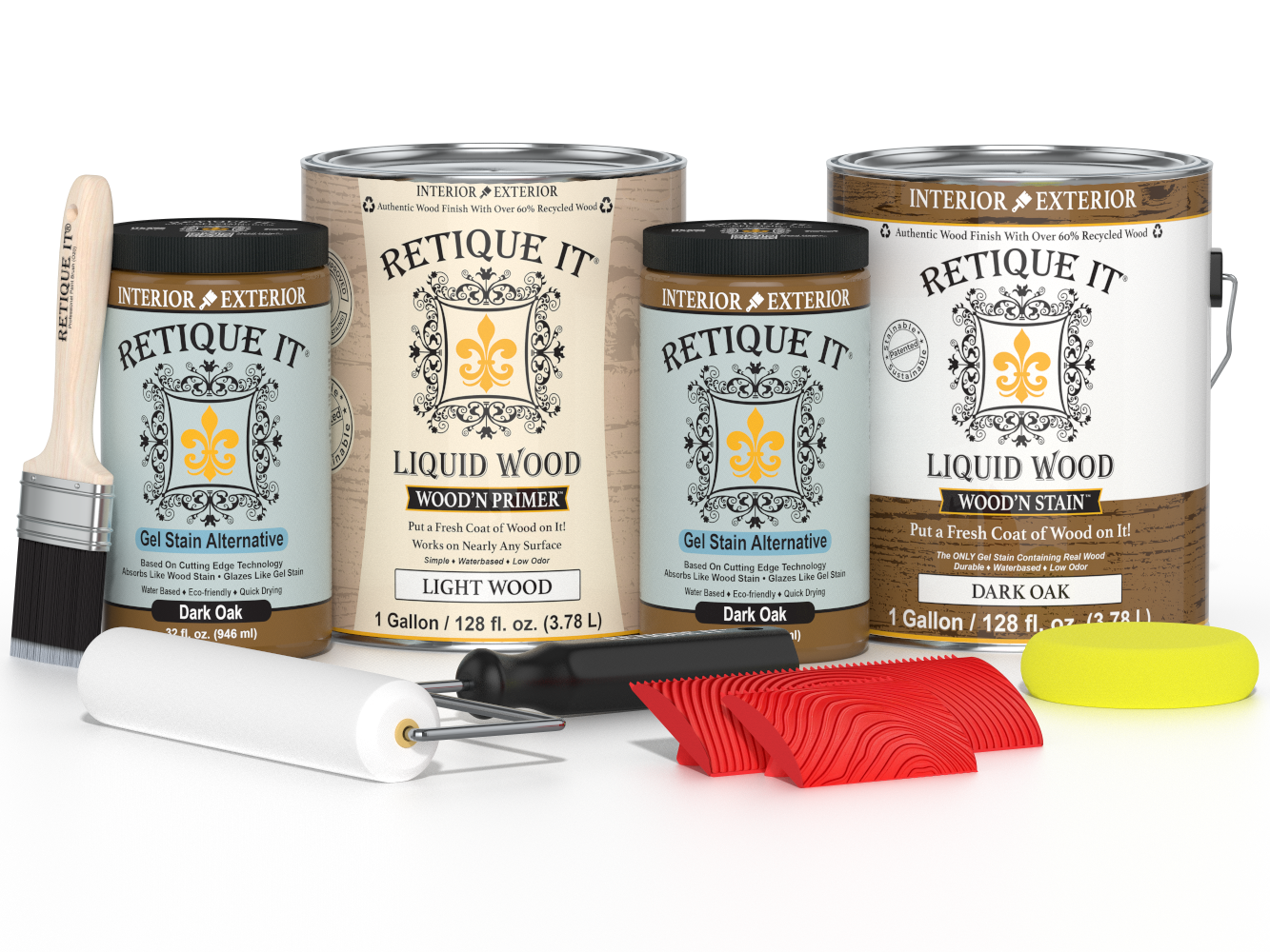 Dark oak Wood'n Cabinet Kit with 48 grained cabinet doors by Retique It®, showcasing stained wood grain finish.