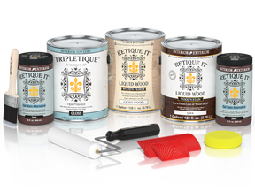 Retique It® Wood'n Cabinet Kit Java stain for 48 grained cabinet doors, glossy wood finish, natural wood grain appearance