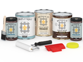 Retique It Wood'n Cabinet Kit Java stain with 48 grained cabinet doors for a matte wood finish.