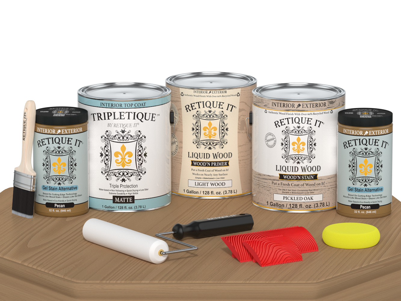 Retique It® Wood'n Cabinet Kit with 48 pickled oak stained doors, matte finish, featuring grained wood texture.