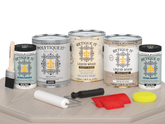 Retique It Wood'n Finish Kit in satin with a light chalk color, featuring a wood surface with a smooth finish.