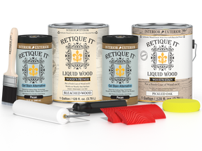 Retique It® Wood'n Cabinet Kit in White Oak stain, featuring a 48-door grained wood design for cabinetry enhancement.