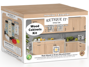 Retique It® Wood'n Cabinet Kit in White Oak stain with 48 grained cabinet doors, showcasing natural wood grain and white oak finish.