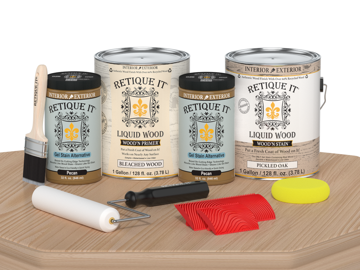 White oak Wood'n Cabinet Kit with 48 grained doors, stained by Retique It® for a natural wood finish.