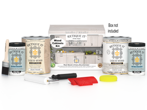 Retique It® Wood'n Cabinet Kit with 48 grained white wash doors, stain for cabinet refinishing, natural wood grain finish