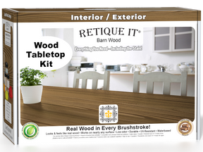Double size Walnut wood stain kit from Retique It® for tabletops, featuring a modern wood finish with stain bottles and application tools.