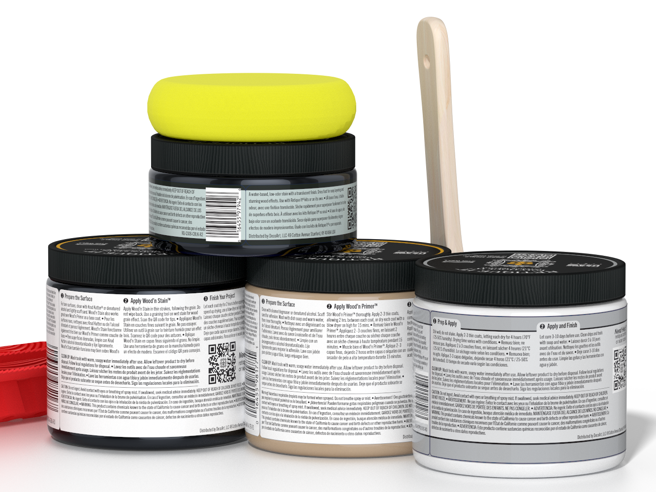 Back view of Retique It® Wood'n Kit (Med) in Classic Black, featuring exterior top coat and wood finish components.