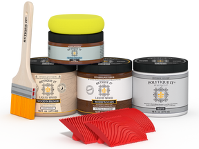 Retique It Wood'n Finish Kit in Vintage Cherry, medium-sized, with matte exterior top coat, includes wood finish and application tools.