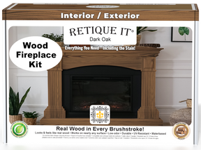 Retique It® Fireplace Wood'n Finish Kit in Dark Oak stain for full fireplaces, showing stained wood panels and finish details.
