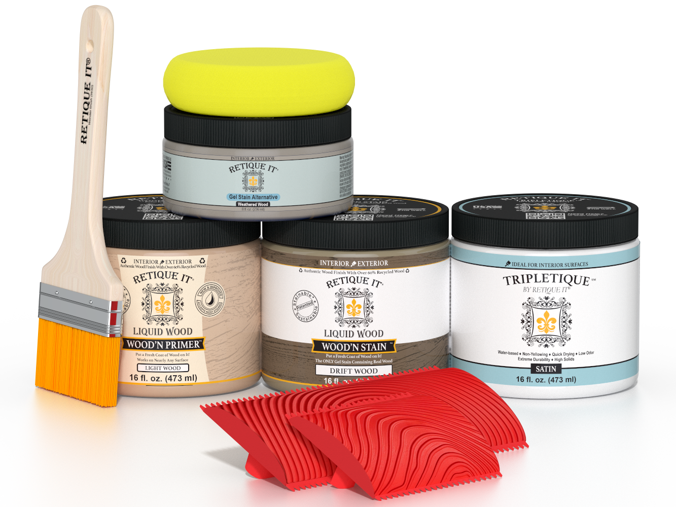 Retique It® Wood'n Kit in Drift Wood finish, medium multi-purpose wood and interior top coat for furniture and projects.