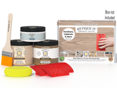 Multi-purpose Wood'n Kit in French oak by Retique It® showing a box with wood finish supplies for furniture restoration.