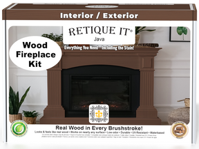 Retique It® Fireplace Wood'n Finish Kit in Java stain, full fireplace kit with wood finish stains and application tools.