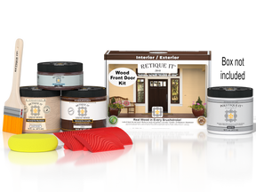 Retique It Wood'n Finish Front Door Kit in Java stain, showcasing wood grain and complete door finishing kit for exterior doors.