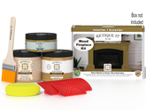 Retique It® Fireplace Wood'n Finish Kit in Old Oak stain, showing a full fireplace with wood finish and stain application.