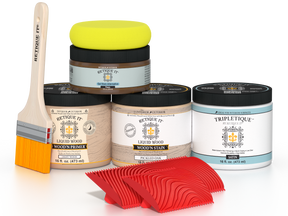 Retique It® Wood'n Kit in Pickled Oak with satin finish, ideal for interior wood projects and top coating.