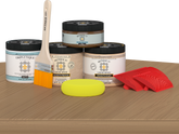 Retique It® Wood'n Finish Kit in Pickled Oak stain, double size, shown on a tabletop surface, ideal for wood finishing projects.