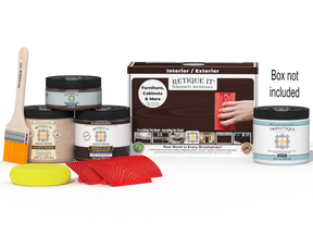 Retique It® Multi-purpose Wood'n Kit in Red Mahogany for interior top coat, showing the kit's contents and packaging.