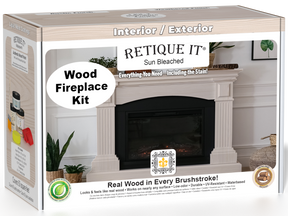 Retique It® Fireplace Wood'n Finish Kit in Sun Bleached for full fireplace renovation, includes wood finish products and tools.