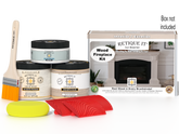 Retique It® Wood'n Finish Kit for full fireplace in Sun Bleached, includes wood stain and finishing tools, with packaging box visible.