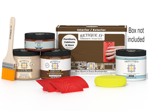 Retique It Wood'n Finish Kit in Vintage Cherry, medium-sized interior top coat for wood furniture restoration.
