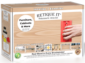 Retique It® Wood'n Finish Kit in White Oak, interior top coat for multi-purpose wood finishing, displayed in box.
