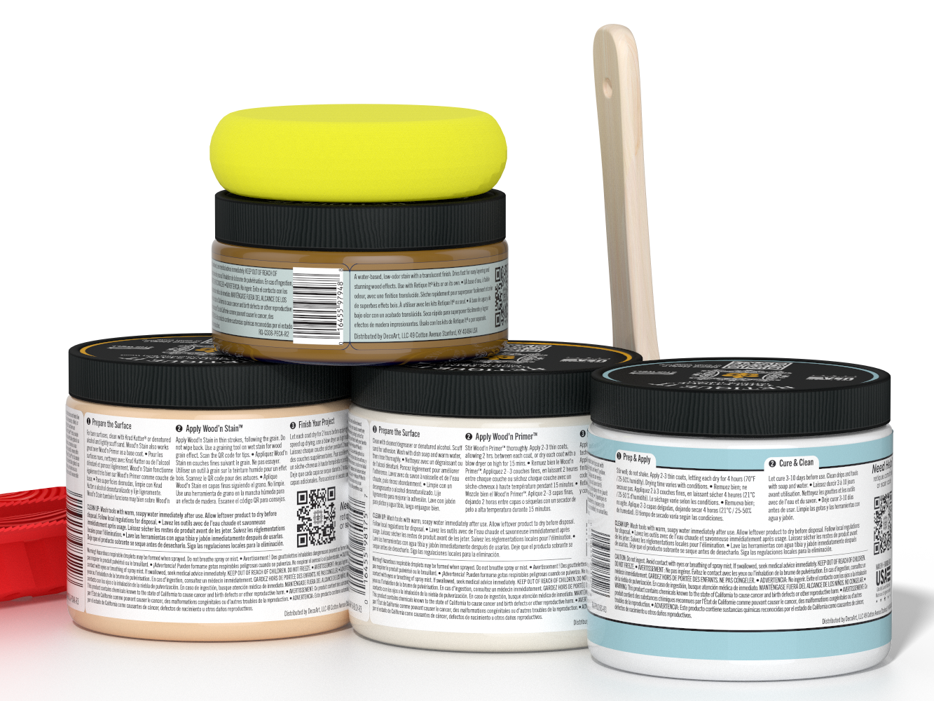 Back view of Retique It Wood'n Kit Med White Oak interior top coat, showing the product packaging and application details.
