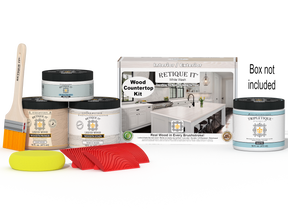 Retique It® White Wash countertop kit for kitchen islands, featuring stain application and natural wood finish.