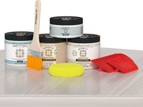 Retique It® white wash countertop kit for kitchen island, showing stained wood surface with a smooth, finished appearance.