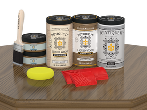 Large Barn Wood Wood'n Finish Kit by Retique It with glossy exterior topcoat, includes wood stain and finishing supplies.