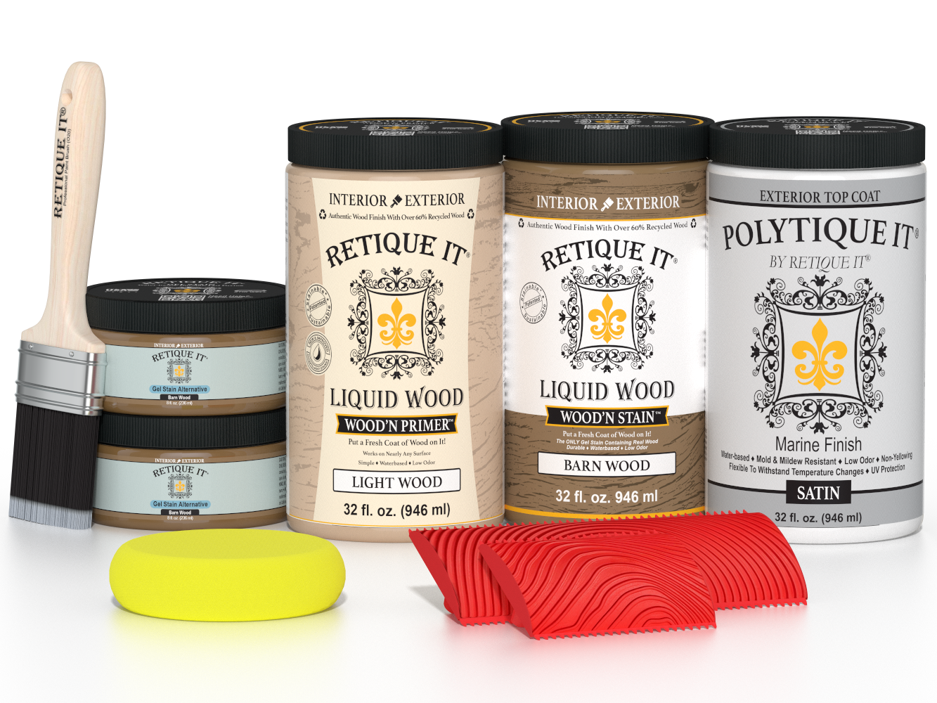 Large Barn Wood'n Kit by Retique It with satin finish, featuring exterior topcoat and wood finish supplies for multi-purpose projects.