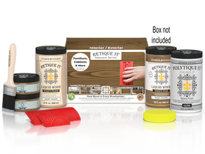 Large Barn Wood Wood'n Kit by Retique It with exterior topcoat and applicator brush for wood finishing projects.