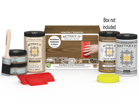 Large Barn Wood'n Kit by Retique It with wood finish and topcoat, shown with included applicator and packaging.