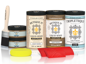 Large Barn Wood'n Kit by Retique It for interior wood finishing, includes wood topcoat with gloss finish, in a multi-purpose kit.