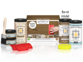 Large Barn Wood'n Kit by Retique It with interior topcoat, includes wood finish products and accessories in a box.