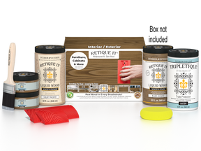 Large Barn Wood Wood'n Finish Kit by Retique It for interior topcoats, includes wood stain and finishing supplies in a box.