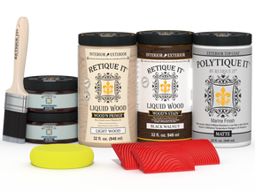 Large Black Walnut Wood'n Finish Kit by Retique It® with exterior top coat and matte finish for wood projects.
