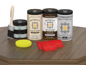 Large Black Walnut Wood'n Finish Kit by Retique It® with satin exterior top coat and application palette.