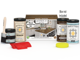Retique It® black walnut countertop kit with stains, includes tools and materials for full kitchen countertop finishing.