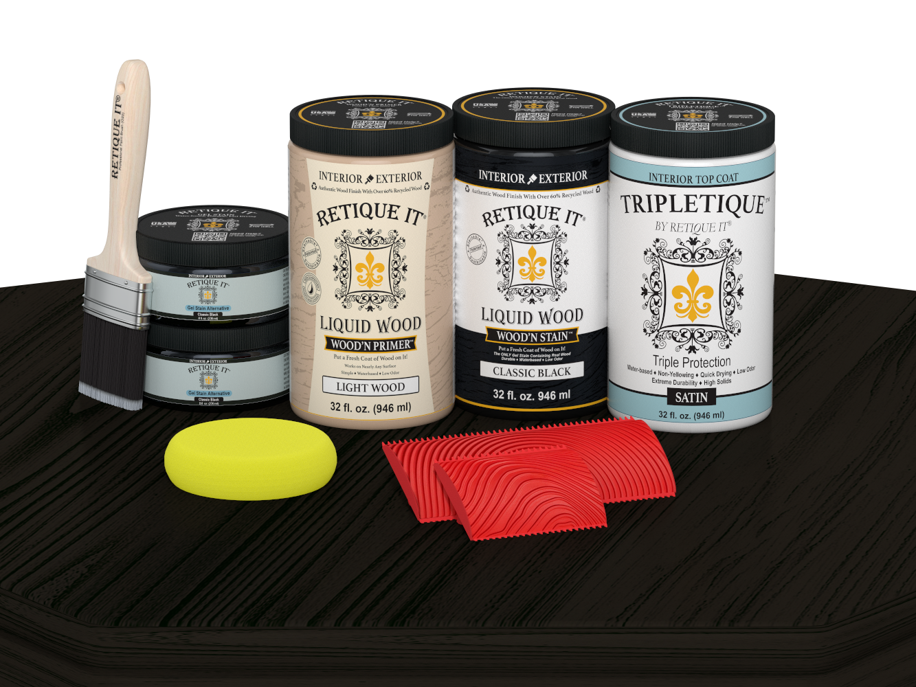 Retique It® full kitchen countertop kit with classic black stain, satin finish, designed for durable countertop renovation.