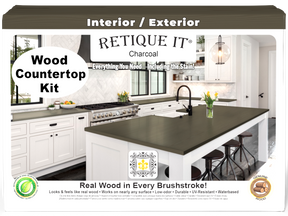 Retique It® charcoal countertop kit for full kitchen, showing a stained, modern countertop with a sleek charcoal finish.