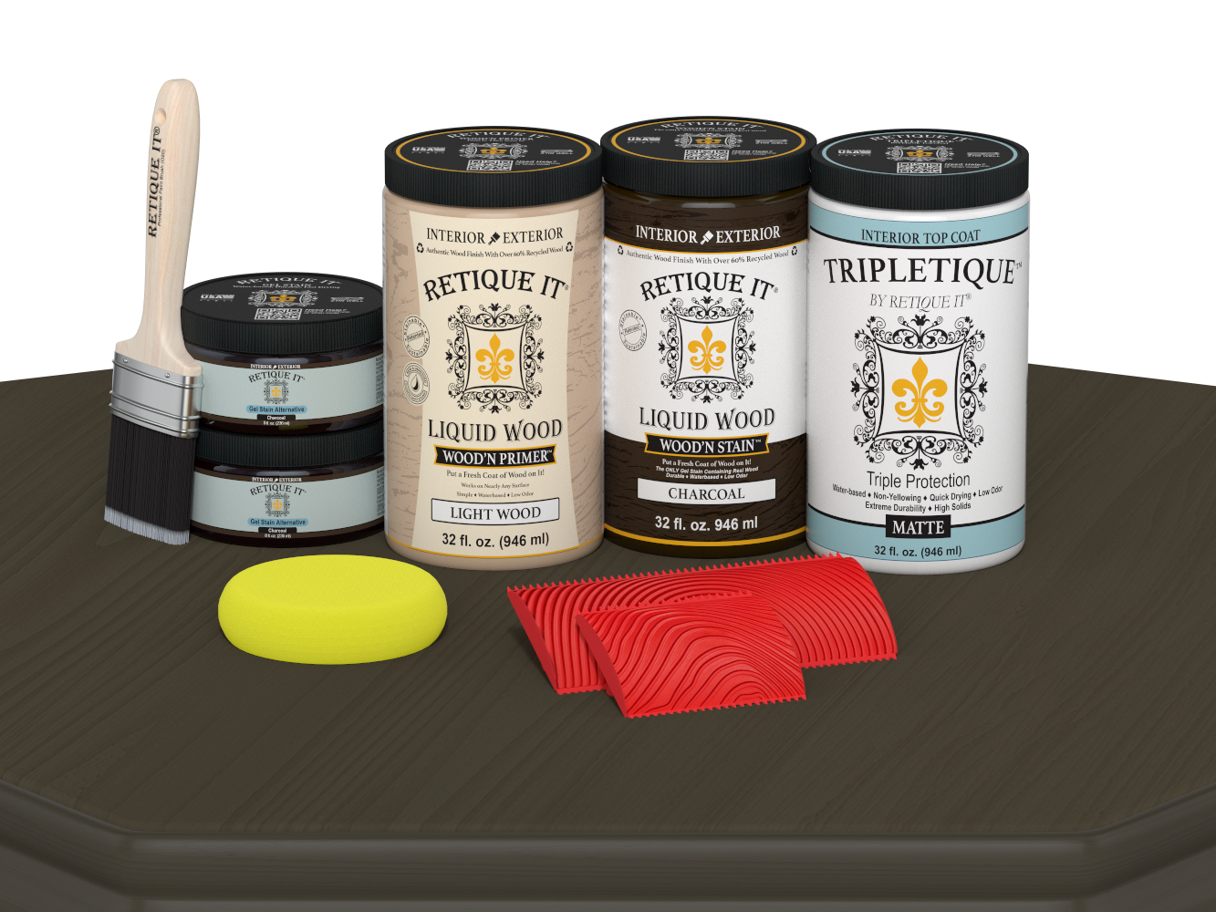 Retique It® charcoal countertop kit for full kitchen, featuring stain application on a matte finished surface.