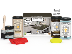 Retique It® charcoal countertop stain kit with applicator box for full kitchen renovation, suitable for countertop staining projects.
