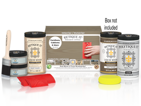 Large Wood'n Kit by Retique It® with drift wood finish, includes exterior top coat and tools for multi-purpose wood projects.