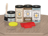 Retique It® French Oak countertop kit stain applied on full kitchen countertop, glossy finish on natural oak surface.